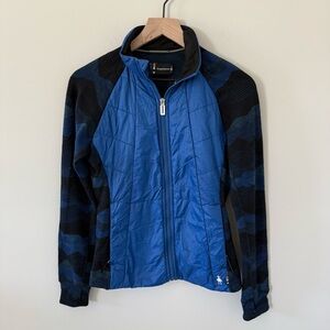 Smartwool Smartloft Jacket in black and blue mountain range